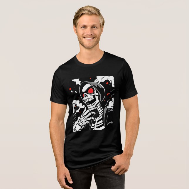 Edgy Manga Skeleton Tee - Estilo Negrito e Reprodu (Frente Completa)