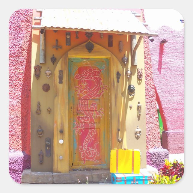 Edifício cor-de-rosa coleciona adesivos para puxad (Frente)
