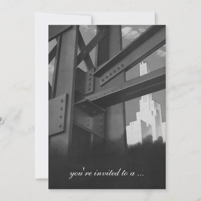 Edifício de Arranha-Céus Vintage, Convite de Apose (Frente)