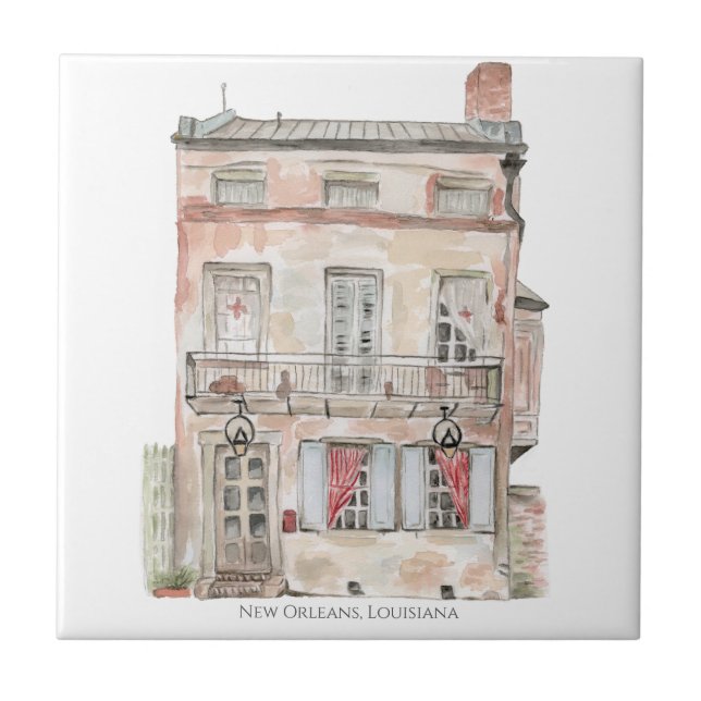 Edifício Histórico Nova Orleans Aquarela (Frente)