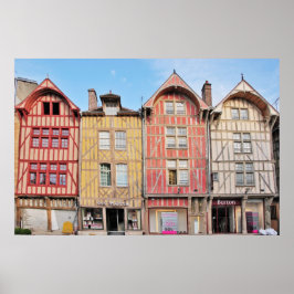 Edifícios coloridos em Troyes France Poster