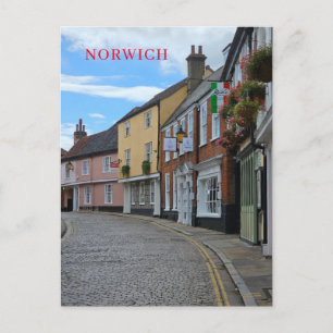Edifícios coloridos Norwich veem cartão postal