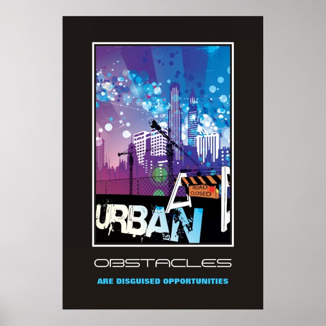 Edifícios urbanos Obstáculos motivados poster (Frente)