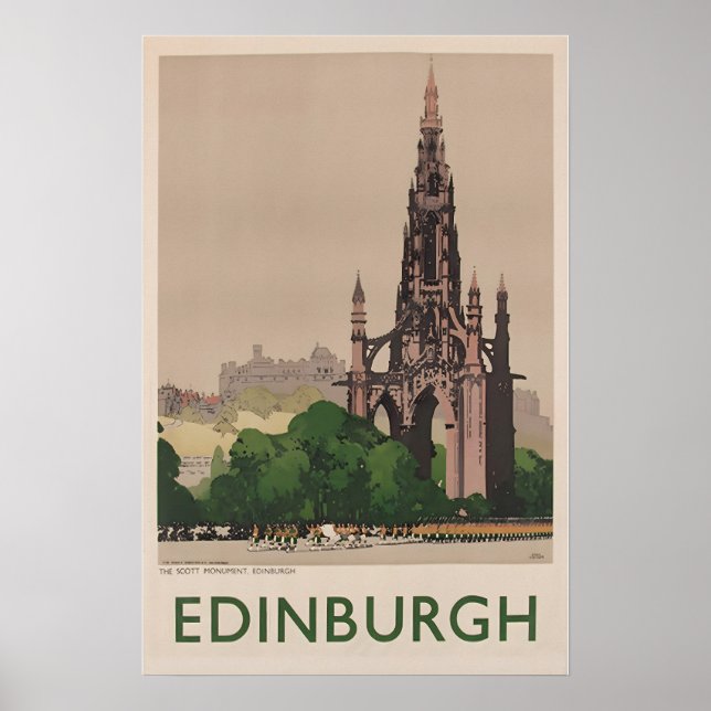 Edinburgh Art Scotland Travel Poster Scottish Prin (Frente)