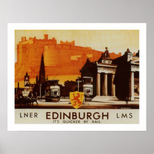 Edinburgh via Poster de caminho de ferro LNER