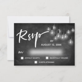 Edison Lights Chalkboard Modern Calliographic RSVP