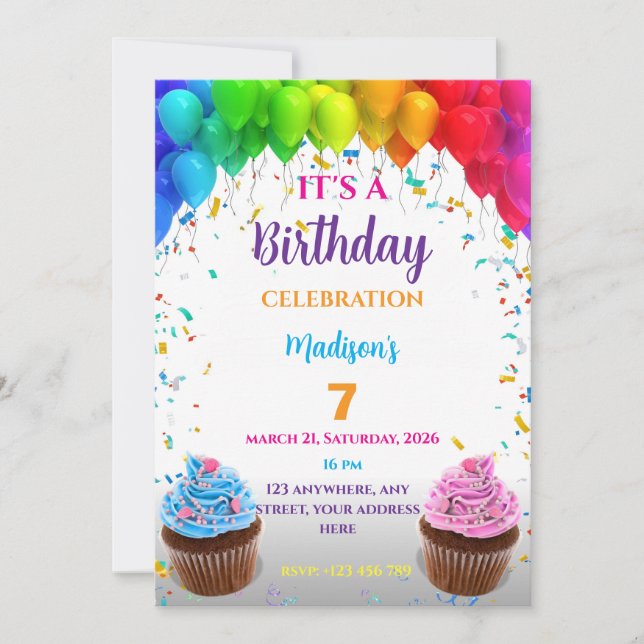 Editable Birthday Invitation (Frente)