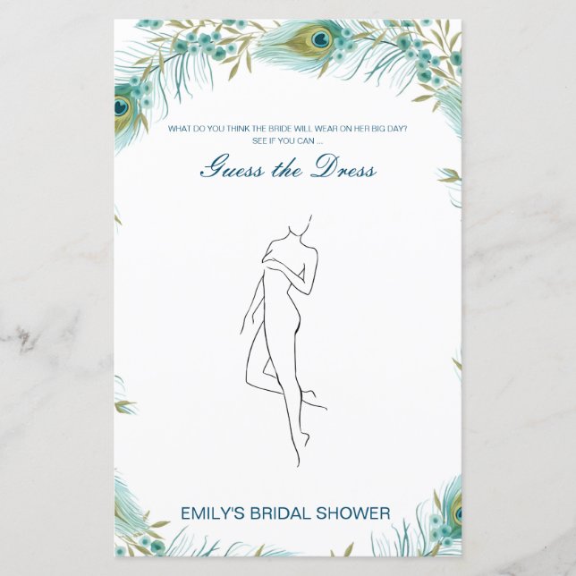 Editable Guess the Dress Bridal Shower Game (Frente)