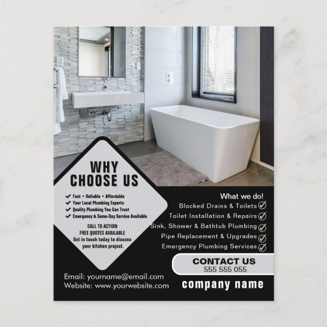 Editable Plumber Flyer Template | Plumbing Service (Frente)