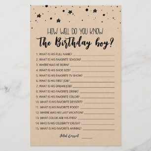 Editável Como você conhece bem o garoto de anivers