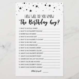 Editável Como você conhece bem o garoto de anivers