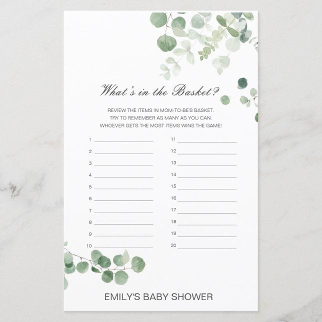 Editável O que há no jogo do Chá de fraldas de ces (Frente)