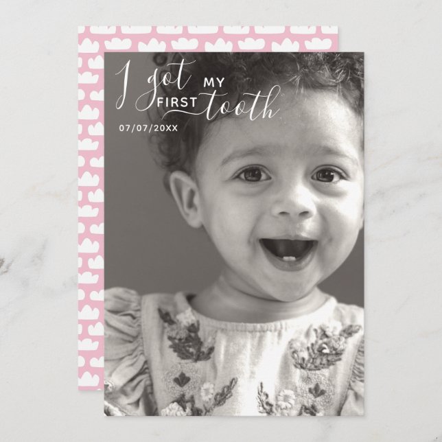 Editável, recebi meu primeiro cartão de dente (Frente/Verso)