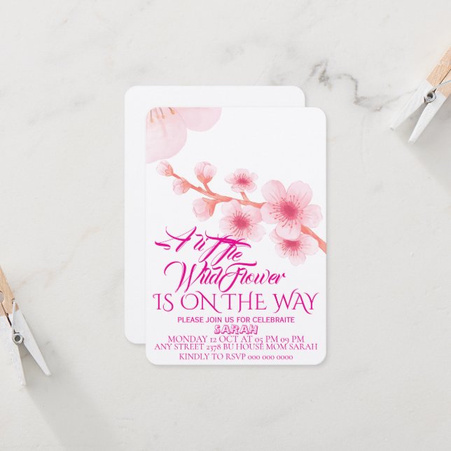 Editável Um Pequeno Convite Para Chá de fraldas De (Frente/Verso In Situ)