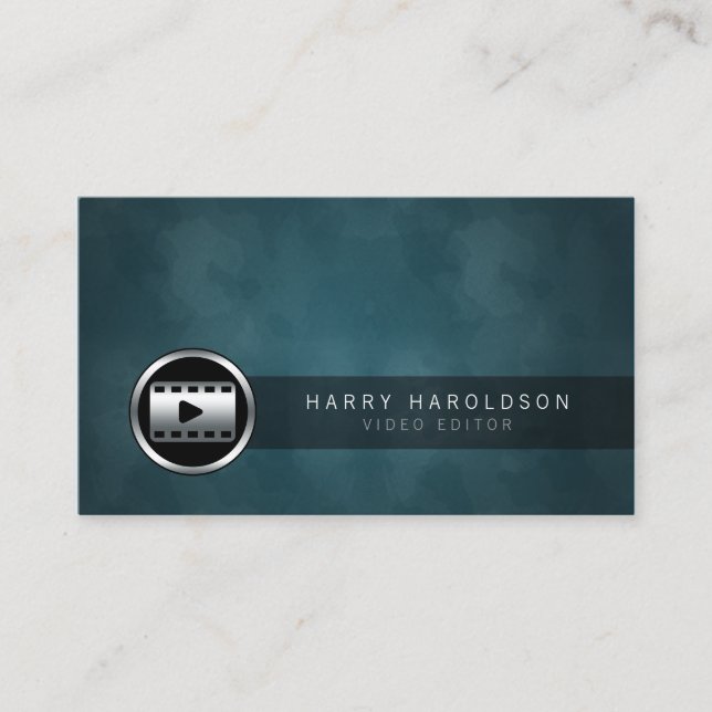Editor de Vídeo Ícone Grunge Cartão de visita (Frente)