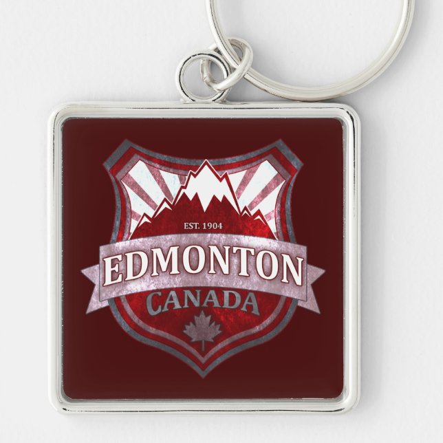Edmonton Canada Red Grunge shield chaveiro (Frente)