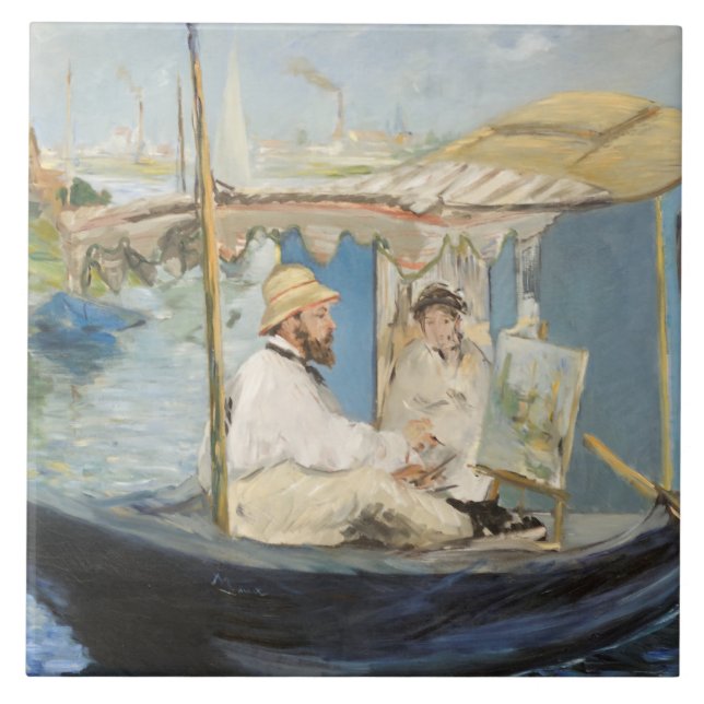Edouard Manet - Pintura Monet no Barco Estúdio (Frente)
