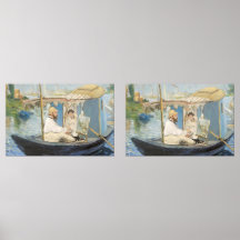 Edouard Manet - Pintura Monet no Barco Estúdio