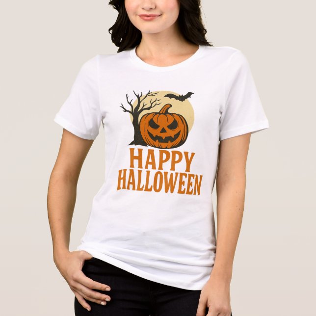 Eerie Tree & Pumpkin Halloween Shirt (Frente)