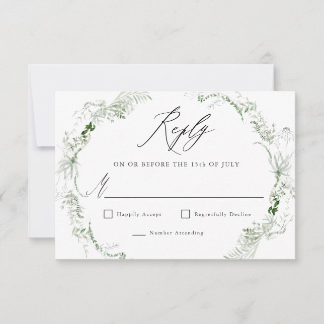 Eethal Garden Greenery Botanical Wedding RSVP (Frente)