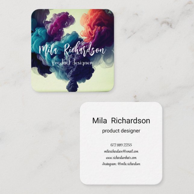 efeito de fumo cartão de visita quadrado moderno (Frente/Verso)