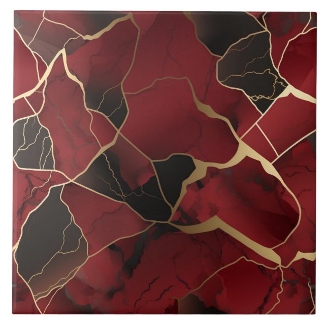 Efeito de Mármore Vermelho e Preto Abstrato (Frente)