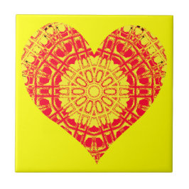 Efeito de Vidro Laranja Mosaico/Amarelo (Coração)