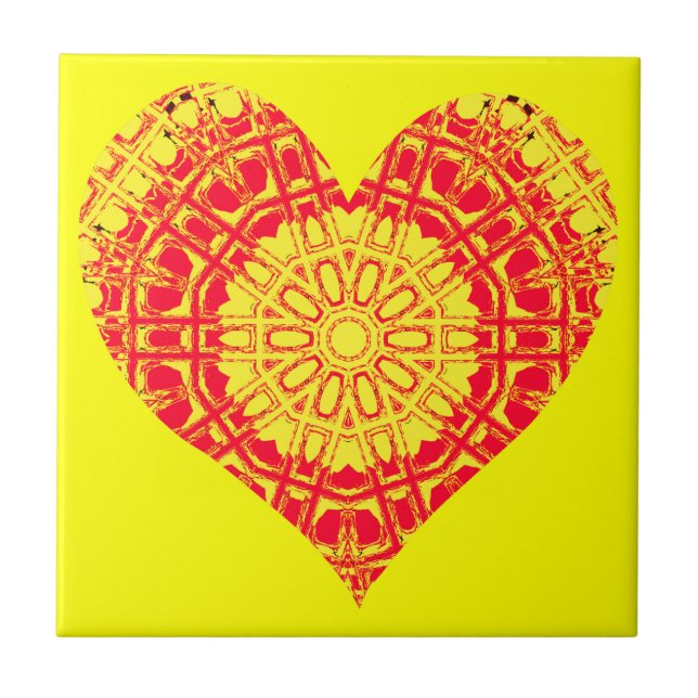 Efeito de Vidro Laranja Mosaico/Amarelo (Coração) (Frente)