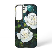 Efeito de Vidro Pintado Case Samsung, Rosas Branca