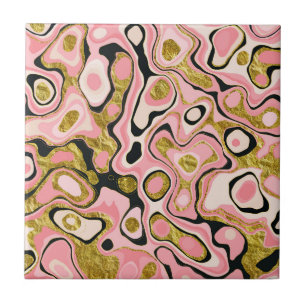 Efeito do mármore Dourado, cor-de-rosa, com abstra