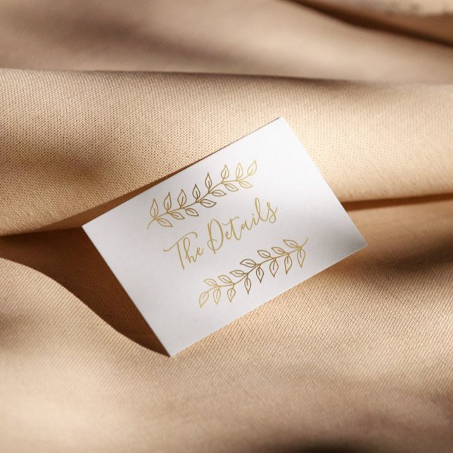 efeito Dourado deixa cartão de cervejaria (Gold Effect Leaves wedding enclosure card is)