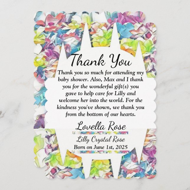 Efeito flutuante do Cartões de agradecimentos Flor (Frente/Verso)