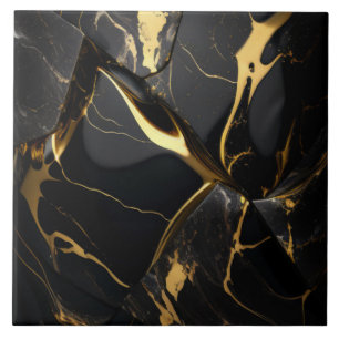Efeito Mármore Preto e Dourado Dobrado