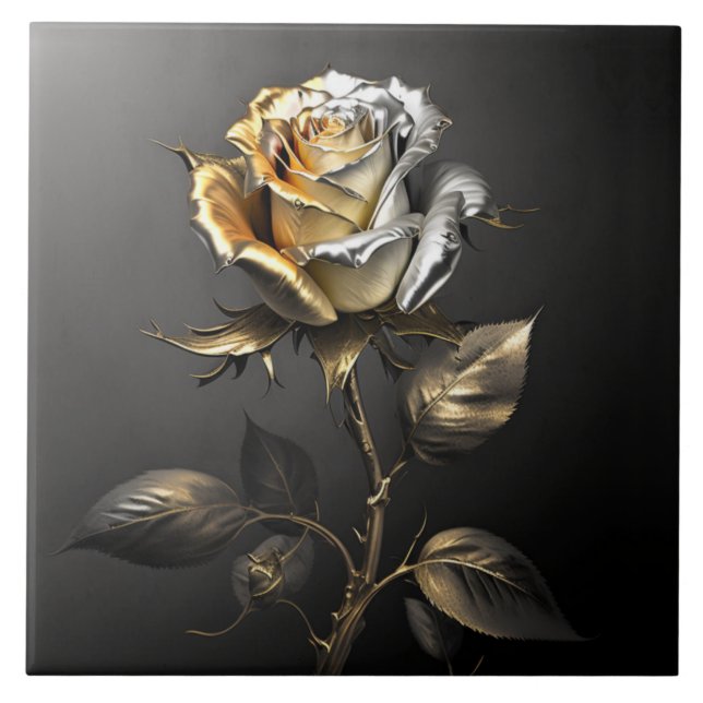 Efeito Metálico de Rosa Dourada e Prateada (Frente)