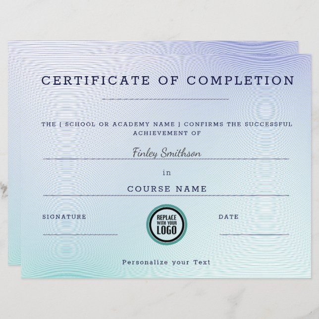 Efeito Moderno do Certificado de Conclusão (Frente/Verso)