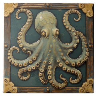Efeito Náutico Aquático do Octopus 3D da Vintage
