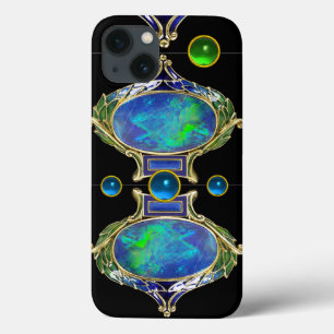 EFEITO OPAL VERDE abstrato AZUL COM GEMSTONAS