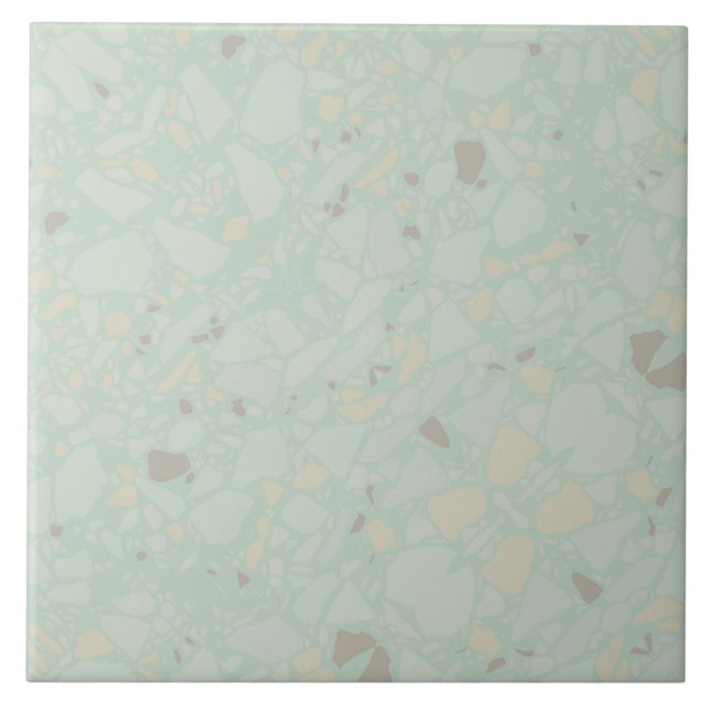 Efeito terrazzo simples moderno verde-claro-pastel (Frente)