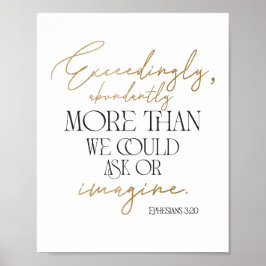 Efesianos Dourados e pretos 3:20 Poster Verso Bíbl