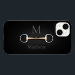 Eggbutt Snaffle Bit Monogramed Equestrian<br><div class="desc">Para equestrianos e amantes de cavalos,  esta capa de telefone personalizada tem uma ilustração trompe l'oeil de um pedaço de fenda de bico de cobre entre seu monograma e nome.</div>