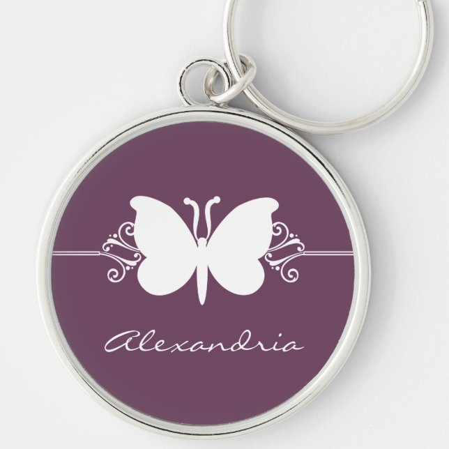 EggPlant Butterfly Swirls Premium Chaveiro (Frente)