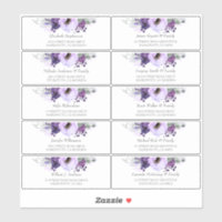 EggPlant Purple Flowers Guest Names Etiquetas de E