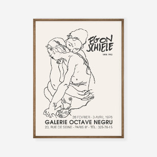 Egon Schiele Seated Art Exhibtion Poster