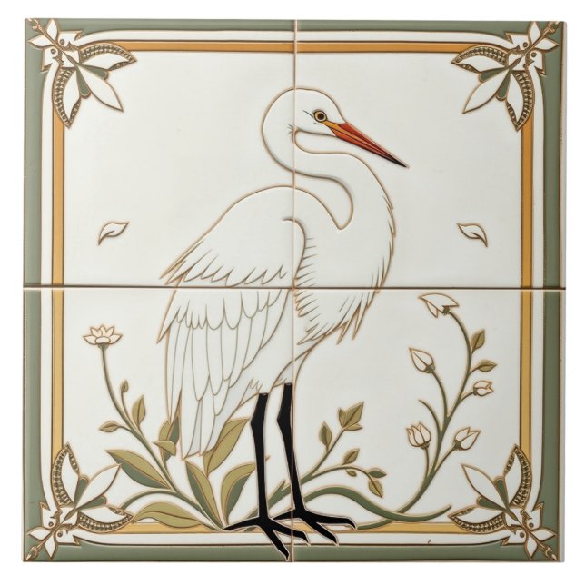 Egret - Artes E Artesanatos - Azulejo Cerâmico (Frente)