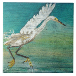 Egret Shorebird Beach House Art