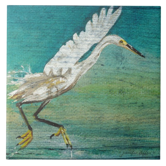 Egret Shorebird Beach House Art (Frente)