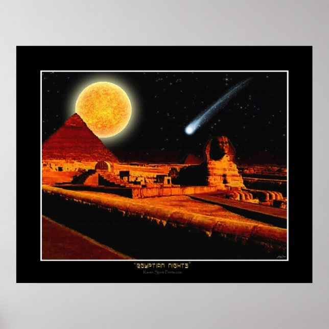 "EGYPTIAN NIGHTS" Sphinx Fantasy Art Poster (Frente)