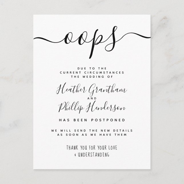 Ei, Anúncio de Adiamento de Casamento Formal (Frente)