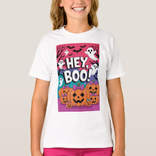 Ei, Boo! Camisa de Dia das Bruxas Fantasmas para M