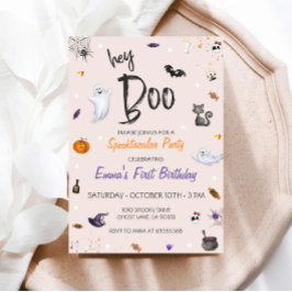 Ei Boo Pink Fantasma Halloween Convite de Aniversá